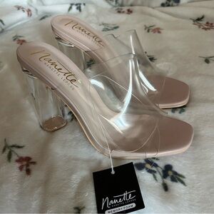 NWT Nanette Lepore Women's Clear Heeled Sandals